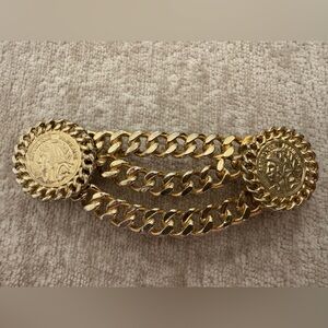 1989 MIMI DI N WOMENS GOLD METAL DOUBLE CHAIN ROMAN COIN buckle